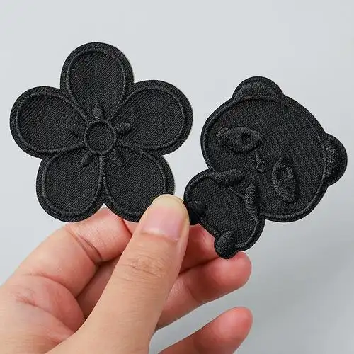 羽绒服补丁贴自粘免缝刺绣黑色布贴修补冲锋衣服破洞无痕修复补贴