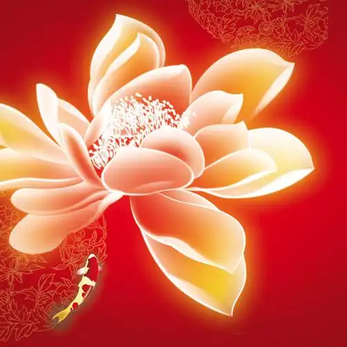 必画聚财红色莲花九鱼图家居客厅现代装饰画简约唯美无框画壁画