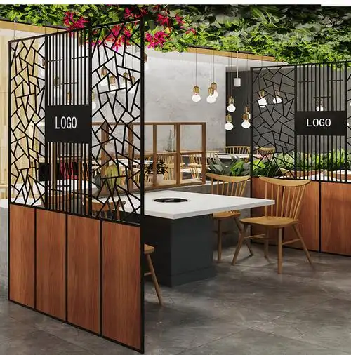 捷翔 现代餐厅火锅店屏风隔断装饰墙卡座隔断饭店酒吧工业风包间隔断