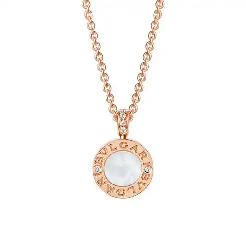 经典款圆形钻石18k金玫瑰金镶白贝母与黑玛瑙双面 项链 347761