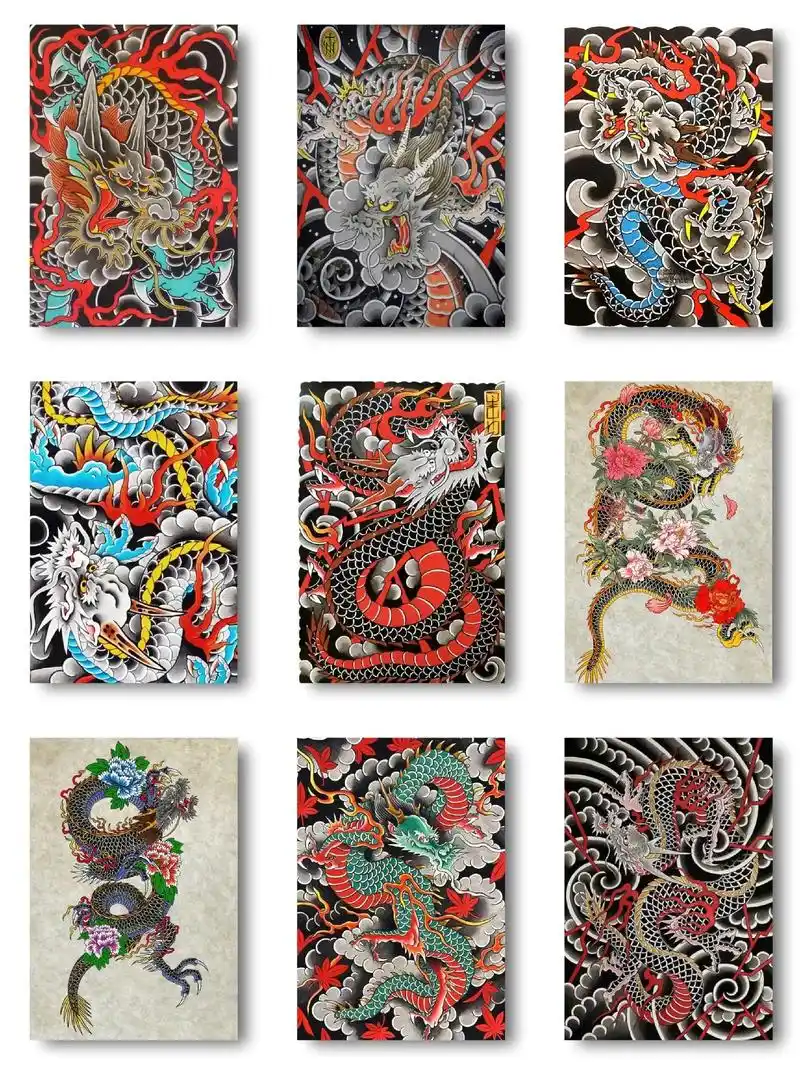 日式老传统龙纹身手稿.#tattoo #纹身手稿 #纹身师日 - 抖音