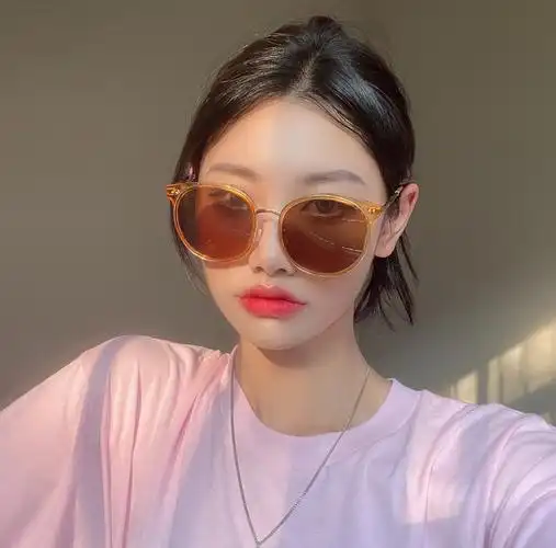韩版潮chic茶色墨镜女街复古大圆眼镜网红少女太阳眼镜