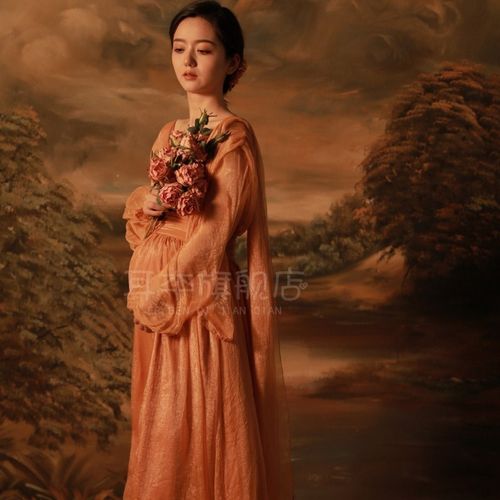 展会新款孕妇拍照写真服装复古油画风格连衣裙孕期艺术照摄影服装