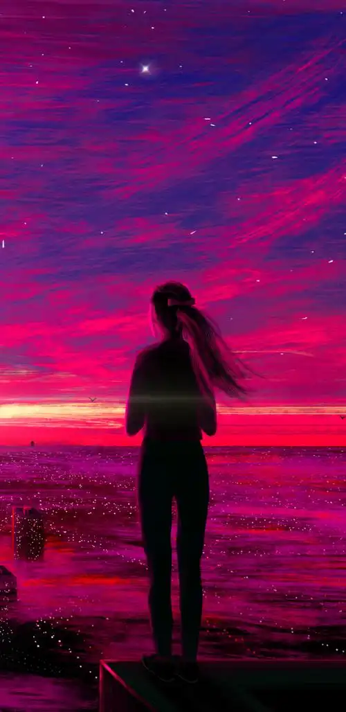 全面屏手机壁纸1440×2560高清竖壁纸动漫美女背影