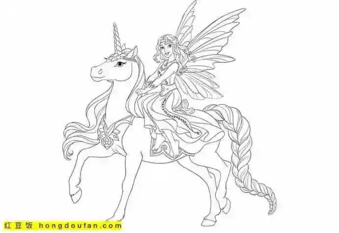 10张戴着皇冠的小公主和独角兽卡通涂色简笔画