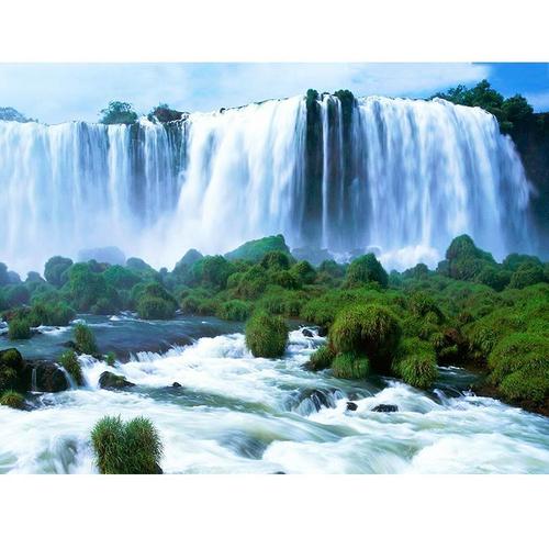 山水画大瀑布海报风景挂画山川河流现代装饰画餐客厅墙画定制g76