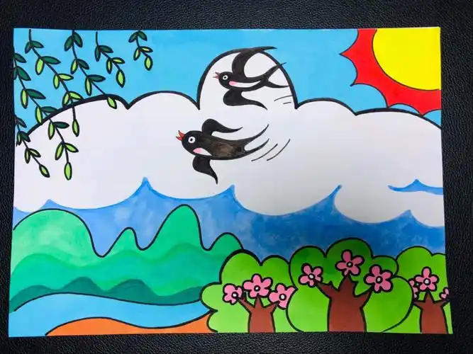 春天来了儿童画