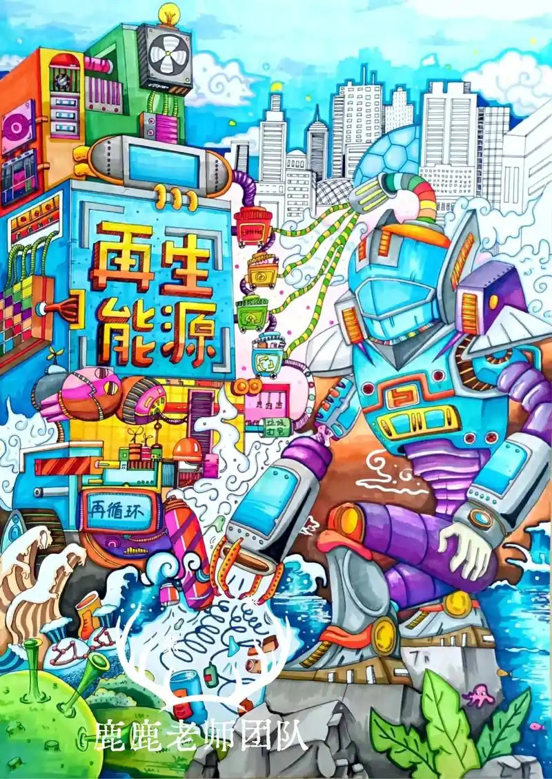科幻画/垃圾分类能源再生系列.主题:垃圾分类能源再生 绘画创 - 抖音