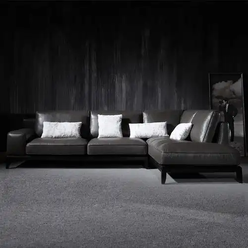 洛克威登 真皮沙发头层牛皮现代简约小户型转角轻奢定制高档客厅组合