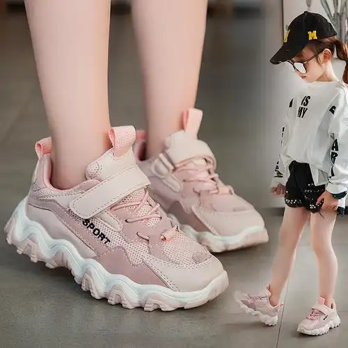 休闲小孩女孩子新款鞋子波浪女童儿童鞋