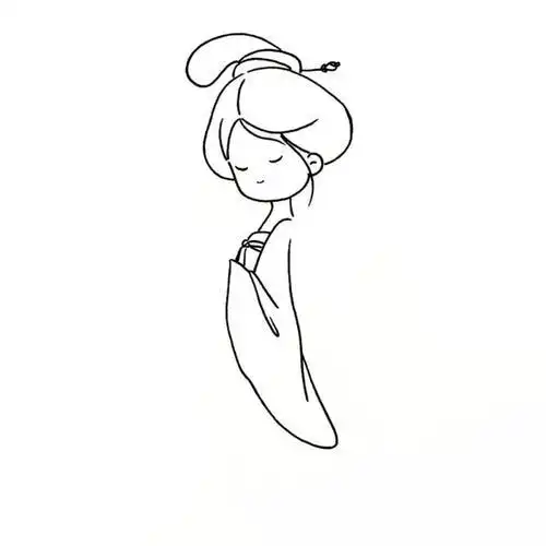 每天学一幅简笔画-采莲的古装美女温柔可爱的古代女子简笔画古代女子