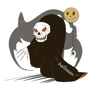 手绘万圣节骷髅鬼魂插画