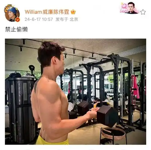 陈伟霆腰窝#@william威廉陈伟霆微博晒出健身照,穿衣显瘦脱衣还肌忖