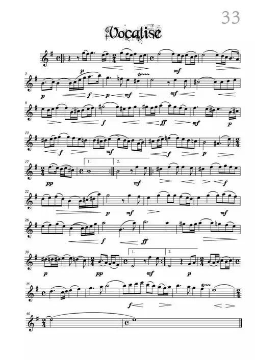 vocalise练声曲附小提琴谱davidgarrett演奏