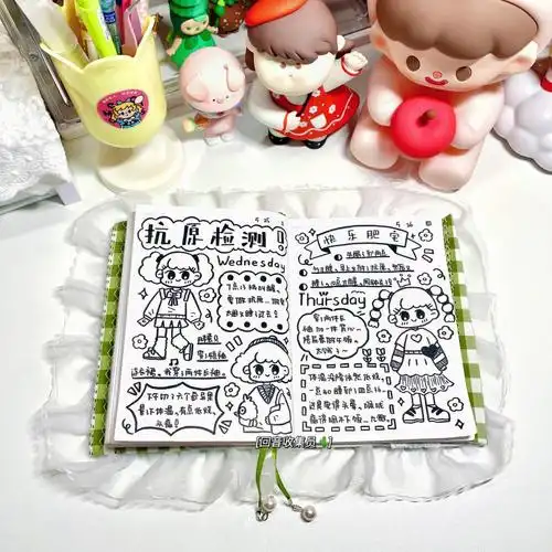 如何用一支笔做手帐a6手绘黑白风手帐