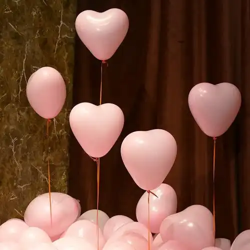 七夕情人节爱心形告白气球装饰粉色商场珠宝活动浪漫氛围场景布置