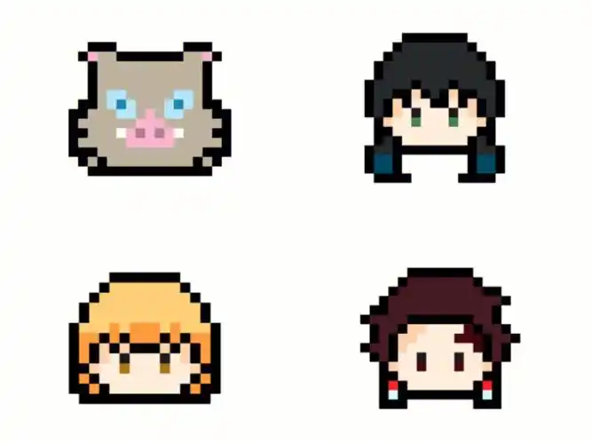 鬼灭之刃三小只像素画拼豆图纸