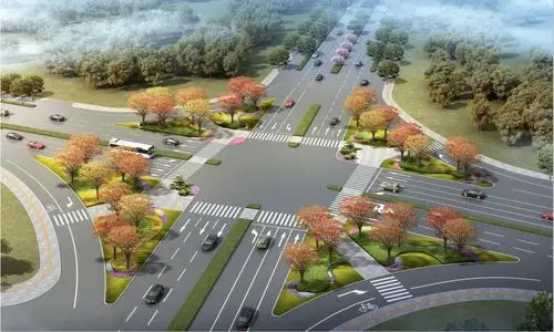 路口渠化新动态:城区多处路口渠化全面开工绿化