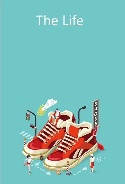 创意卡通运动鞋清新海报背景素材