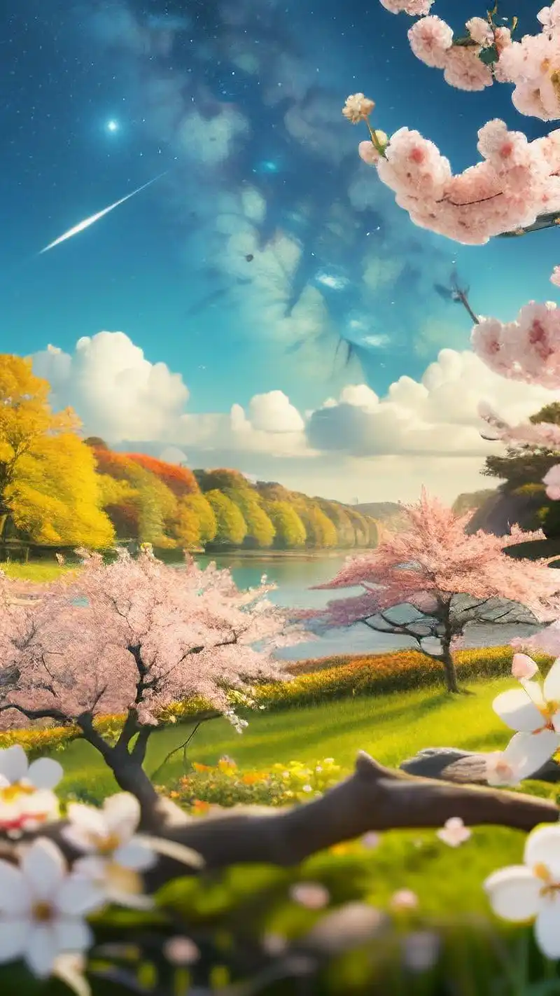 可爱壁纸推荐94星空下的樱花雨90