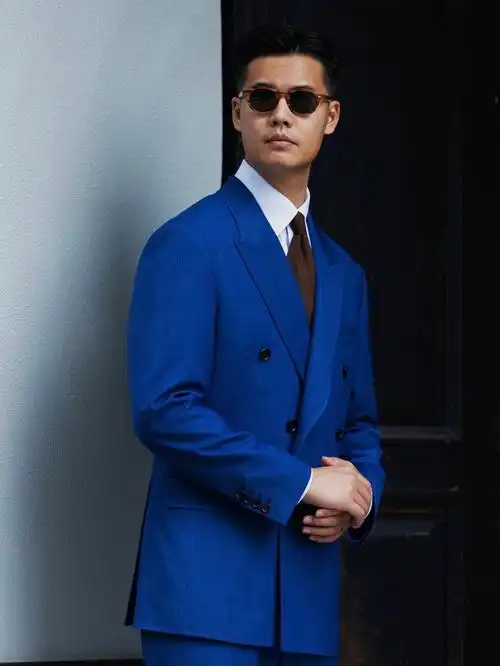 ootd宝蓝色西服套装