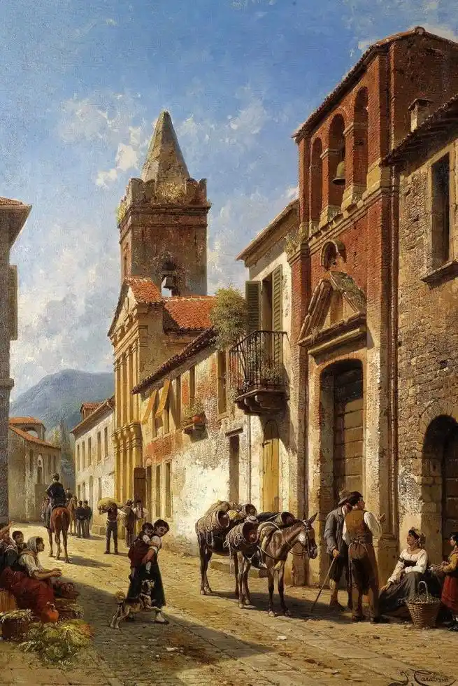 世界油画名家笔下的十九世纪欧美小镇风情欣赏