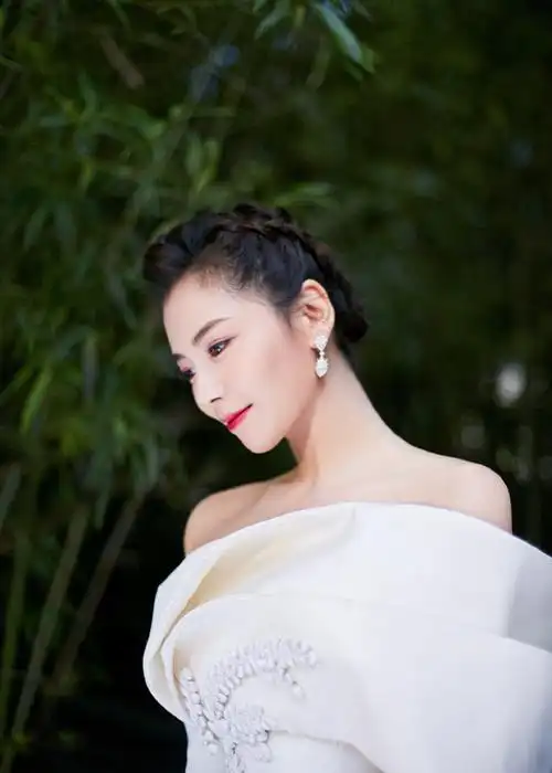 刘涛单边浮云袖礼服