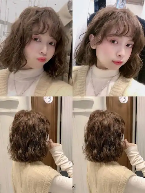 短发女生烫法式卷发真的太减龄太甜美啦～ 法式烫发 蛋卷头 圆脸发型