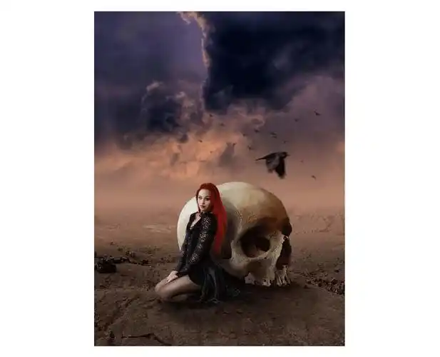怎么样使用ps合成创意的暗黑风格骷髅女孩女孩场景图?(3)