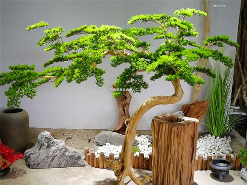 新中式大型落地假树松树枫树造型假树商场装饰摆放美观