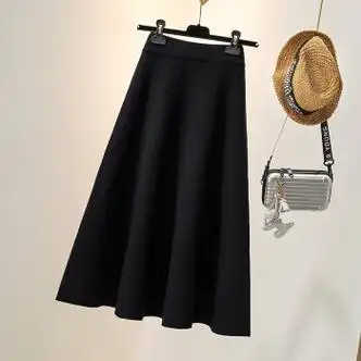 裙200斤胖妹妹秋冬毛线折扣女装高腰针织胖mm遮胯显瘦黑色l90110斤