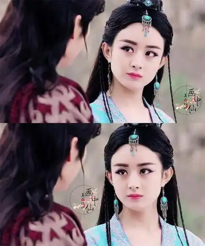 蓝衣眉目如画淡妆清纯可人也说《花千骨》中的赵丽颖萌萌哒,但是最