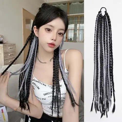 马尾双马脏辫假发嘻哈拳击辫子欧美编发成品马尾