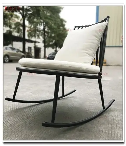 aurora阳台金属不锈钢摇摇舒适躺椅弧形弯曲脚亚光黑色出口品质_不