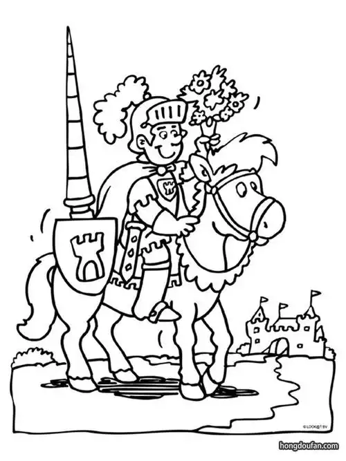 拿着鲜花骑上白马的骑士简笔画大全
