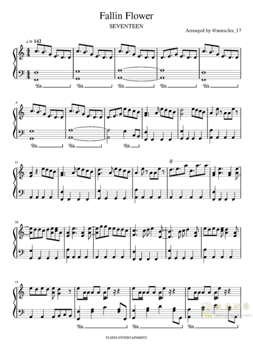 fallin flower钢琴谱-c调-虫虫乐谱