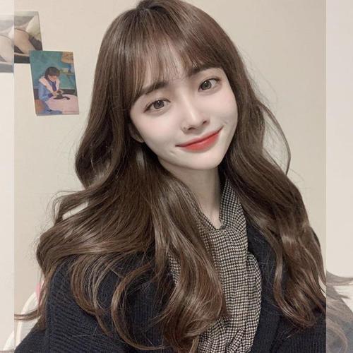 假发女长卷发大波浪圆脸微卷网红中长发自然空气刘海自然全头套式