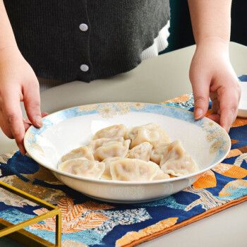 国玥骨瓷饺子盘双层沥水水饺盘家用欧式大号陶瓷深盘时光漫步饺子盘2