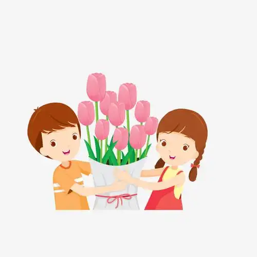 关键词 : 矢量图,兄妹,花朵,手捧花,卡通,兄弟姐妹