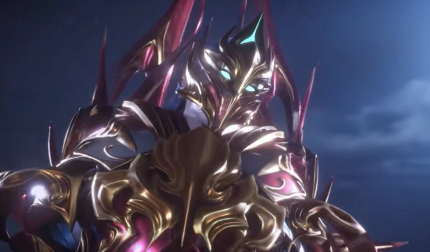 唐三八蛛矛魂骨升级变身铠甲勇士戴面具酷似胡列娜变身后