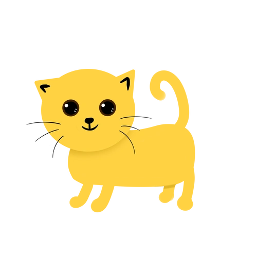 手绘卡通可爱黄色小猫猫咪