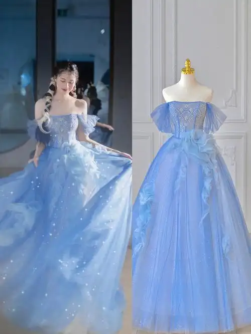 冰镜蓝礼服沉浸在克莱因蓝礼服佛山婚纱