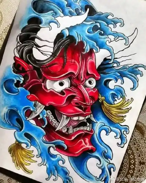 纹身作品推荐分享彩色日式般若纹身素材,图案很不错,喜欢来拿~#般若