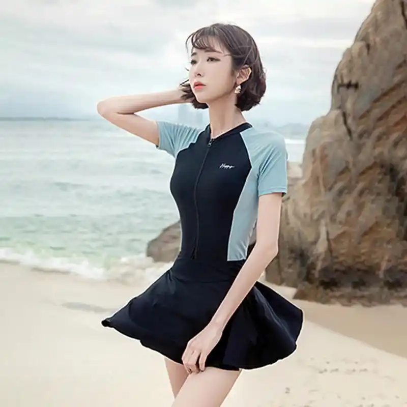 梵迪拉泳衣女夏遮肚显瘦时尚游泳衣泡温泉连体泳装可拆卸裙