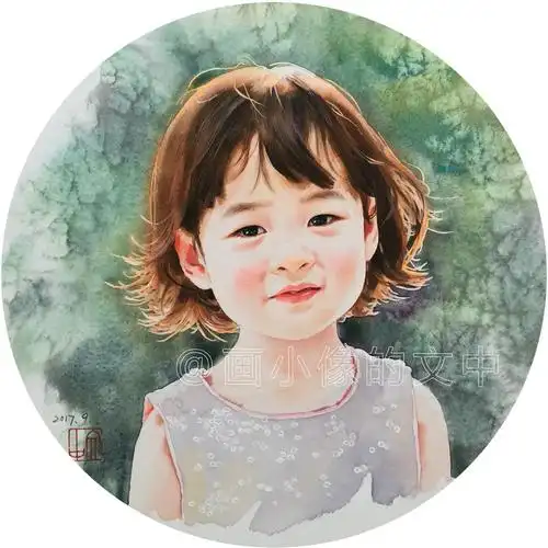 画小像的文中小像馆儿童肖像画像定制手绘人物头真人照片素描水彩