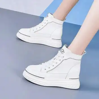 运动鞋高帮鞋女士休闲鞋厚底松糕鞋白鞋网红百搭软底旅游鞋潮读白色zs