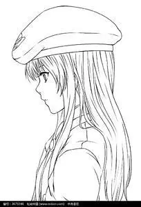 女孩侧身简笔画动漫