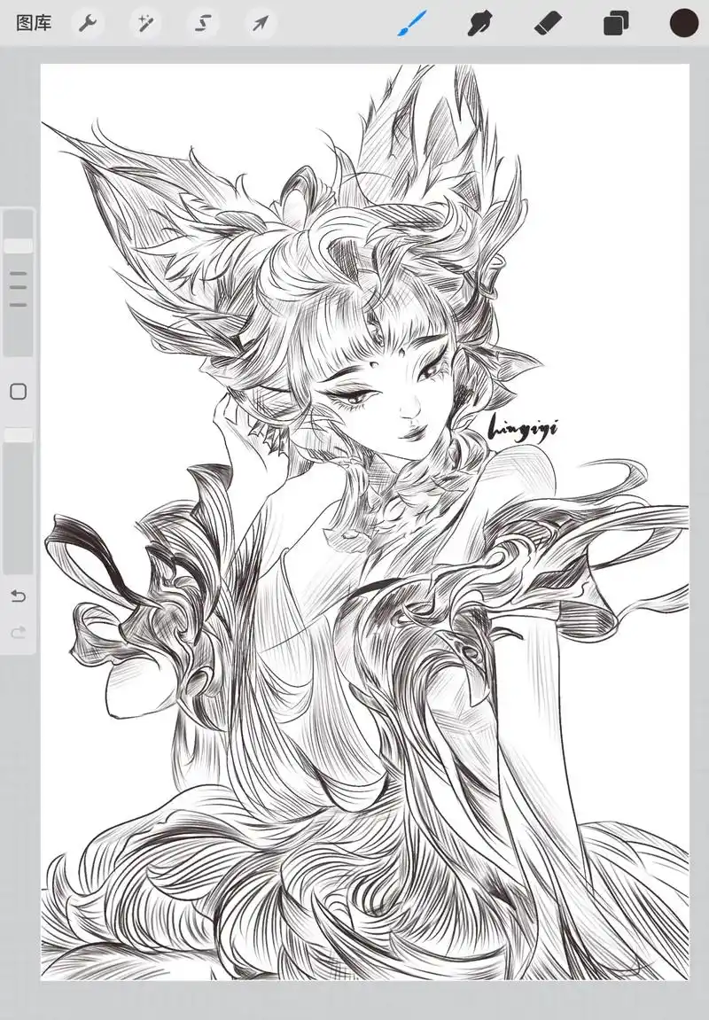 妲己  -   九尾狐  绘画过程."动听的承诺,寒心的谎言 - 抖音