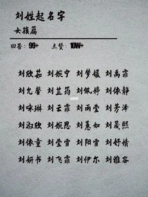 刘姓宝宝起名大全刘姓女宝宝起名