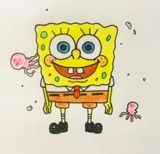 海绵宝宝的简笔画 海绵宝宝的简笔画带颜色 - 水彩迷